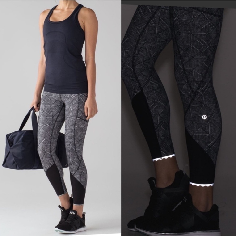 Lululemon Tight Stuff Tight II Formation Alpine White & Black Leggings Size 6